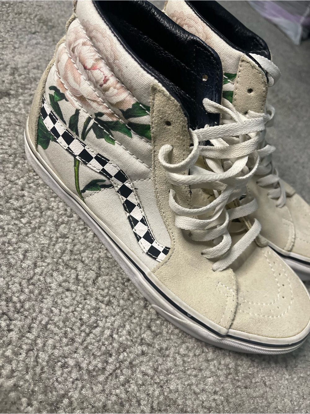 Vans Sk8 Hi High-Tops Floral Suede Checker W8